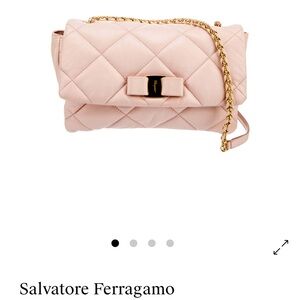 USED well loved $1300 Salvatore Ferragamo quilted pink leather crossbody